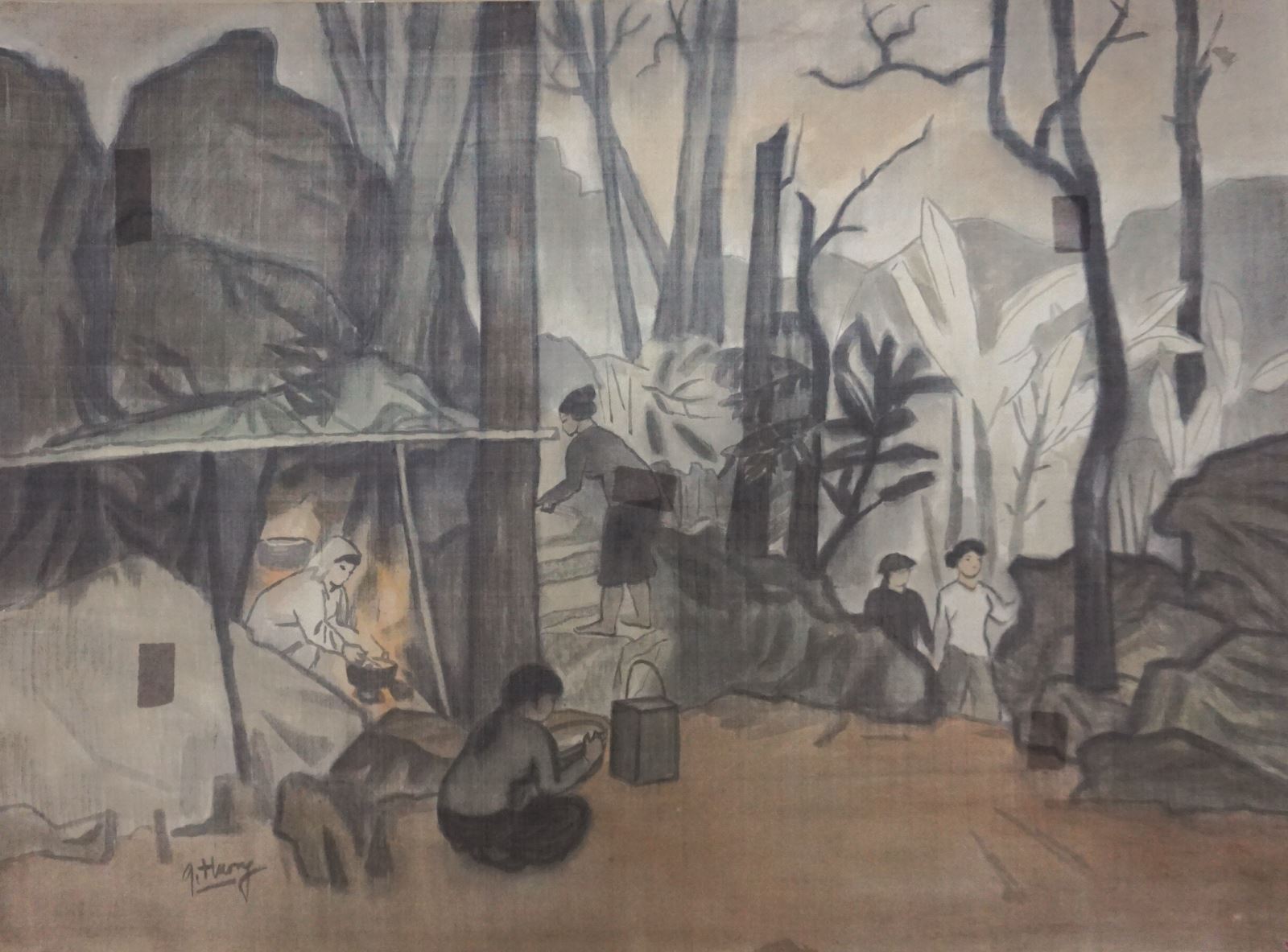Tranh lụa của họa sĩ Vũ Giáng Hương trong Bảo tàng Mỹ thuật Việt Nam
