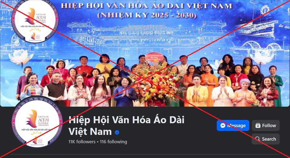 Cảnh báo fanpage tích xanh giả mạo Hiệp hội Văn hóa Áo dài Việt Nam tổ chức cuộc thi để trục lợi