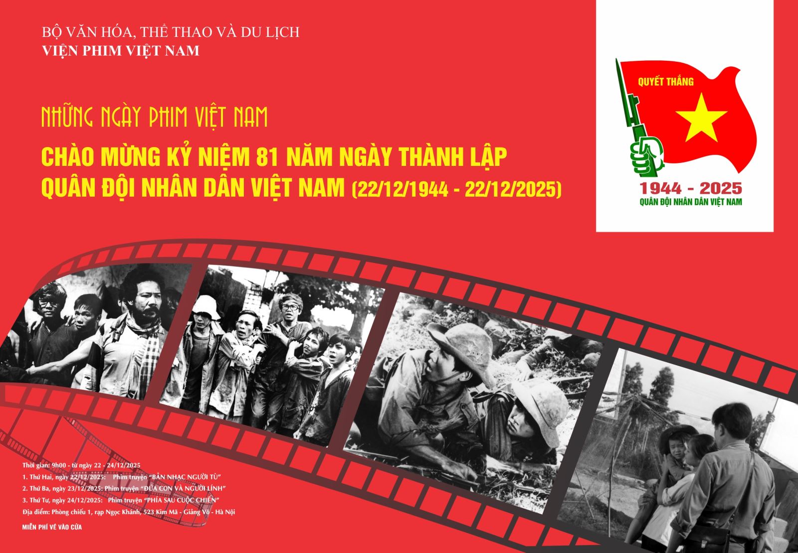 Chương trình phim kỷ niệm 81 năm Ngày thành lập Quân đội Nhân dân Việt Nam